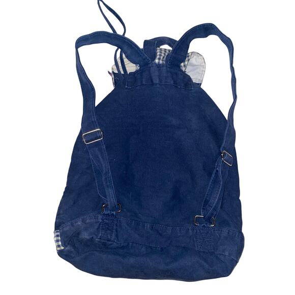 Vintage 90s Mickey Unlimited Disney Canvas Backpack Blue Gingham Patches - Picture 2 of 10